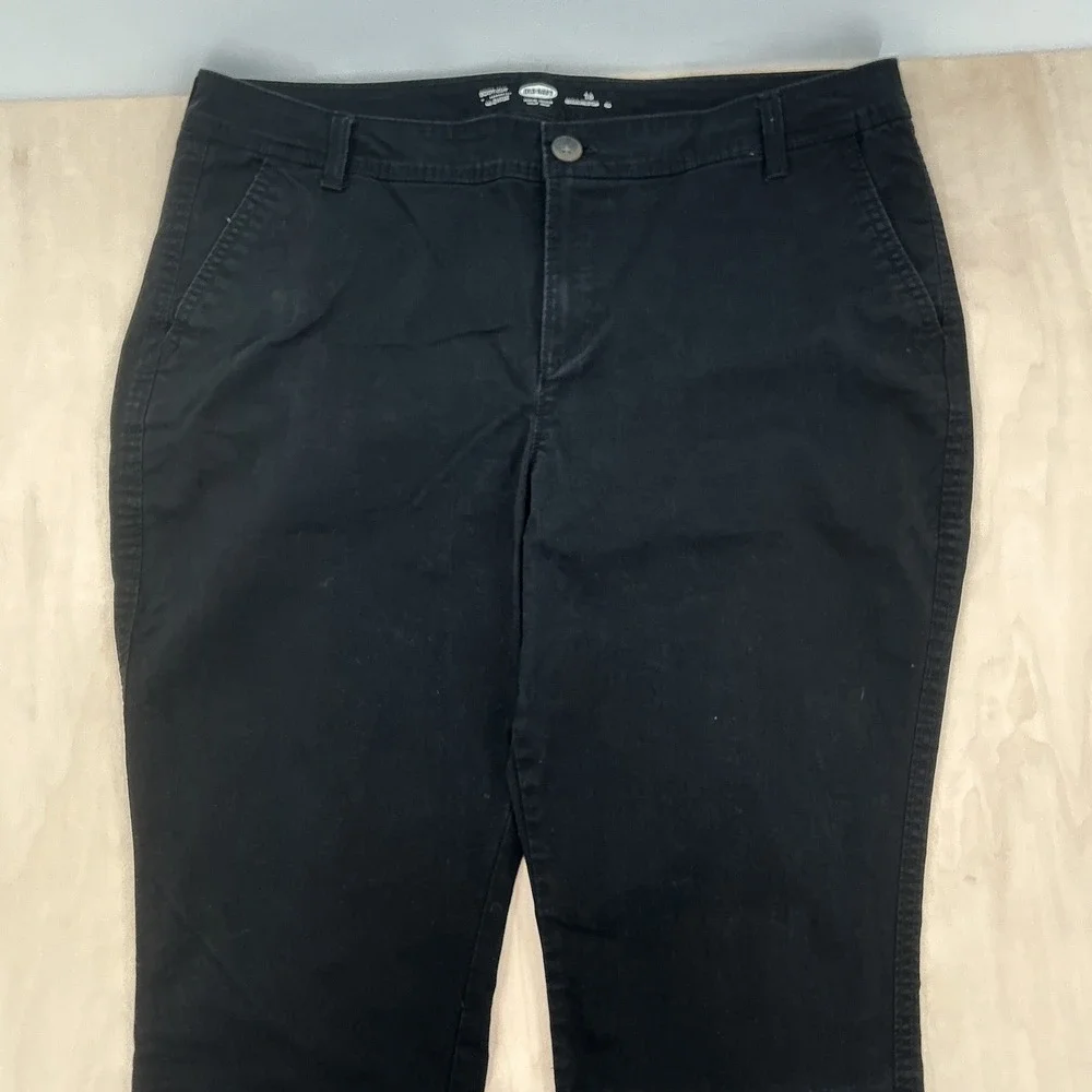 Old Navy Bootcut Khaki Pants Womens 16 Regular Black Mid Rise Stretch Workwear